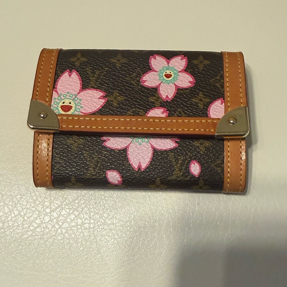 Louis Vuitton x Takashi Murakami Monogram Cherry Blossom Porte Monnaie Plat